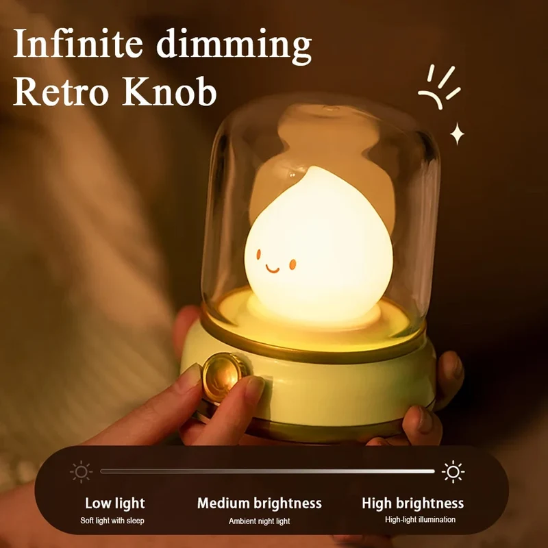 Kerosene-Style LED Night Light - Dual Modes, USB Rechargeable, Flameless