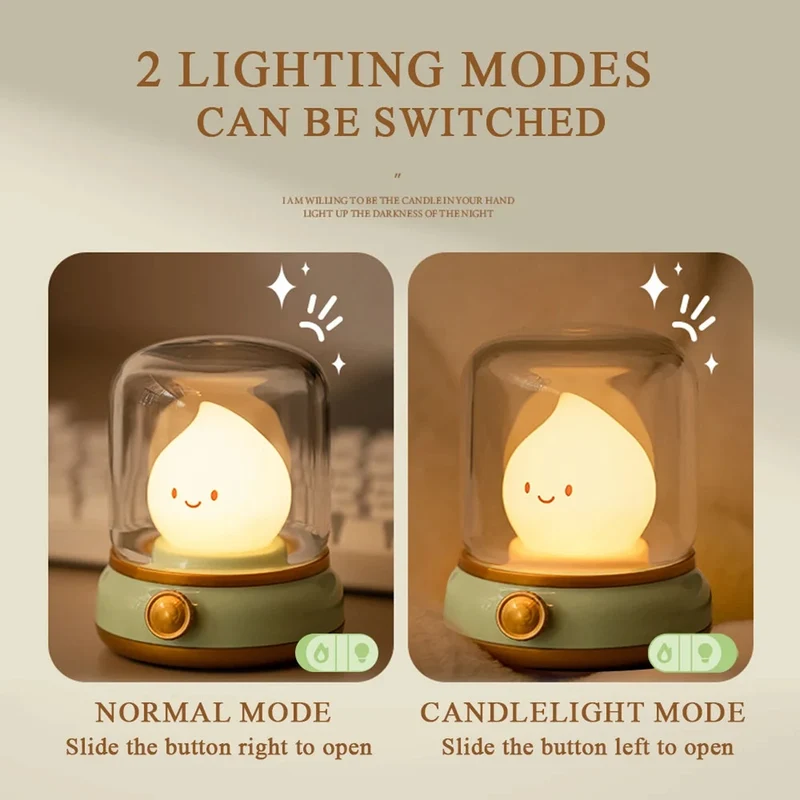 Kerosene-Style LED Night Light - Dual Modes, USB Rechargeable, Flameless