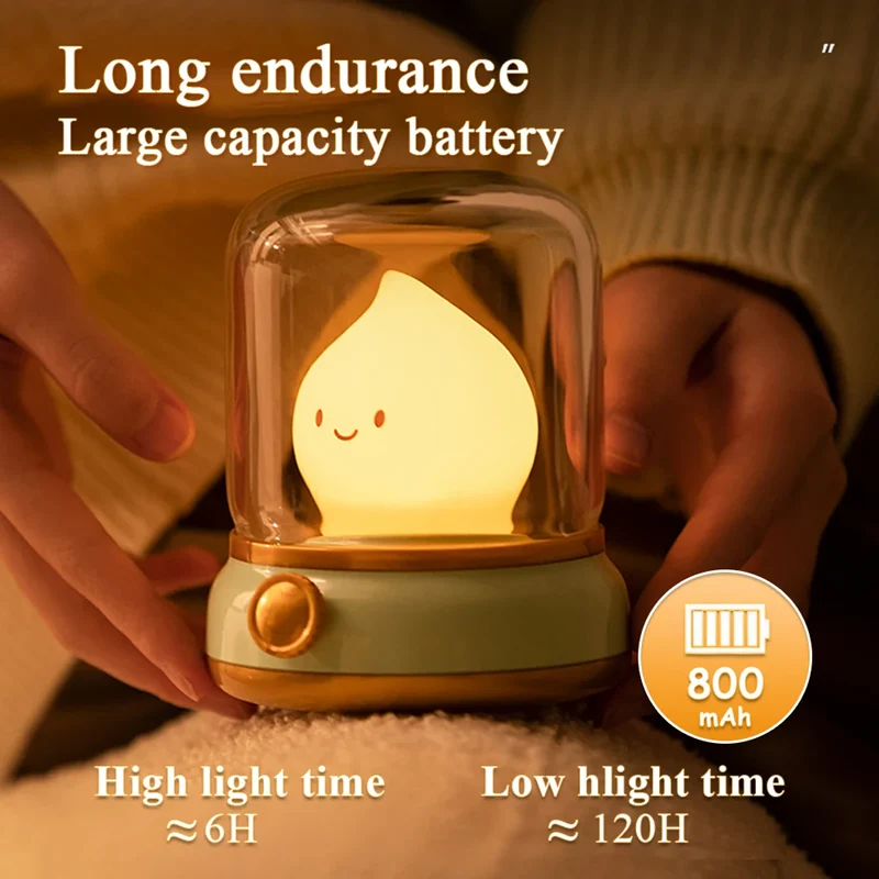Kerosene-Style LED Night Light - Dual Modes, USB Rechargeable, Flameless