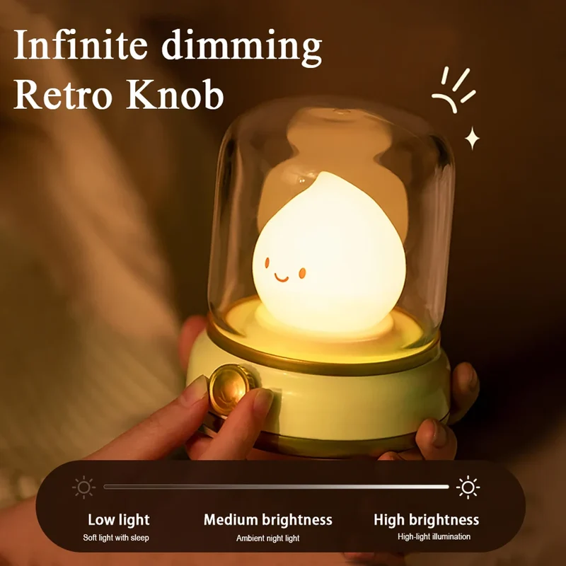 Kerosene-Style LED Night Light - Dual Modes, USB Rechargeable, Flameless