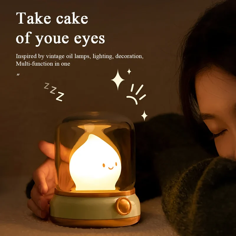 Kerosene-Style LED Night Light - Dual Modes, USB Rechargeable, Flameless