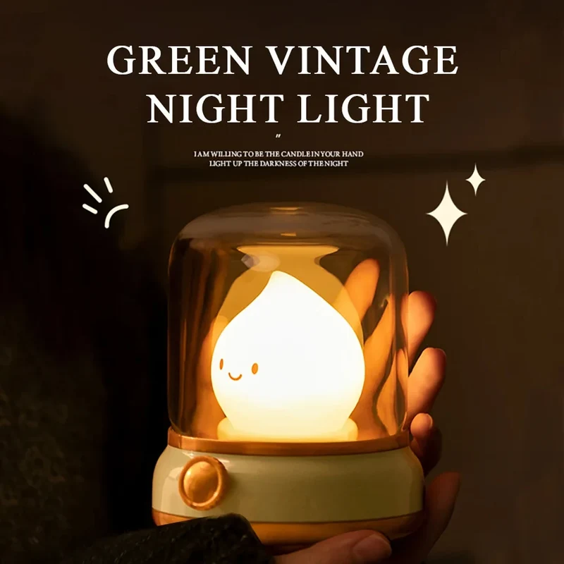 Kerosene-Style LED Night Light - Dual Modes, USB Rechargeable, Flameless