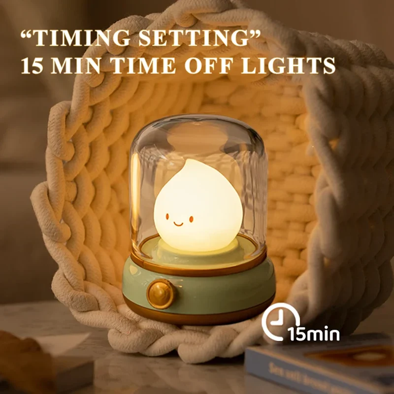Kerosene-Style LED Night Light - Dual Modes, USB Rechargeable, Flameless