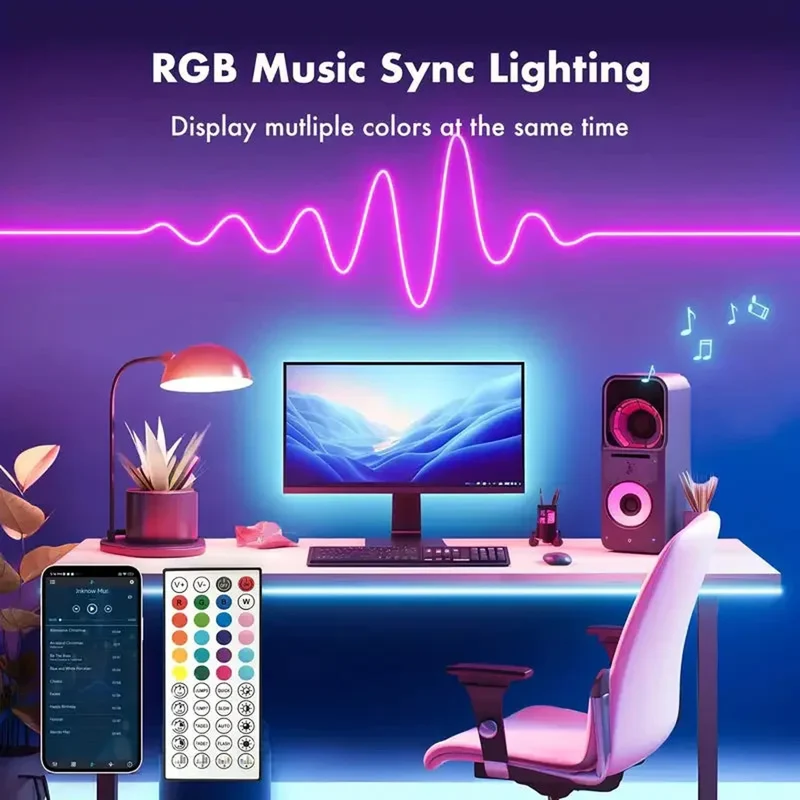 DC 24V RGB Neon Rope LED Strip Light - App Control, Music Sync, Waterproof, AC 110V/220V