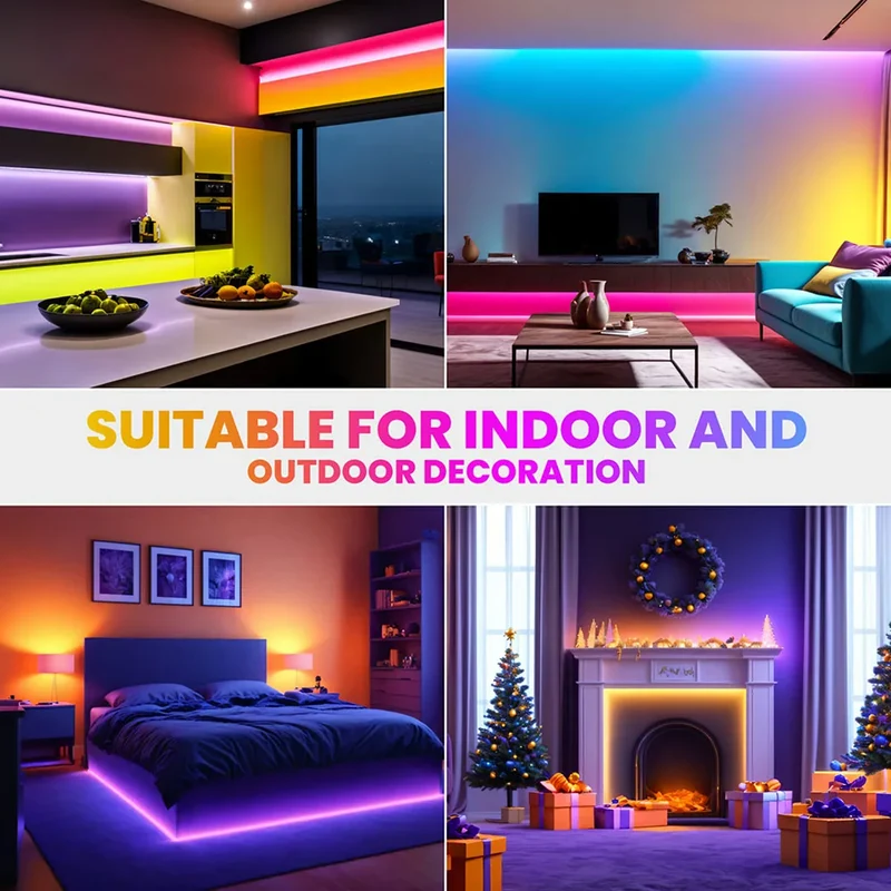 DC 24V RGB Neon Rope LED Strip Light - App Control, Music Sync, Waterproof, AC 110V/220V