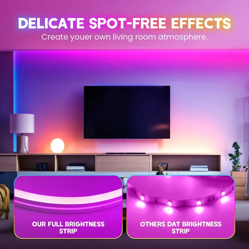 DC 24V RGB Neon Rope LED Strip Light - App Control, Music Sync, Waterproof, AC 110V/220V