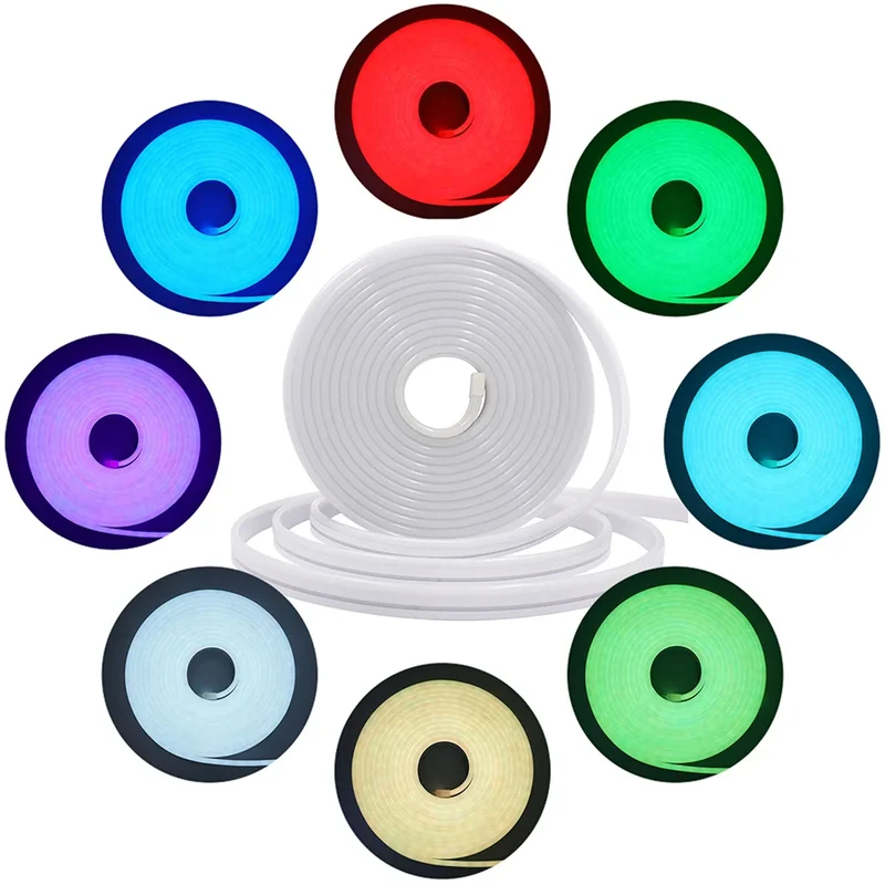 DC 24V RGB Neon Rope LED Strip Light - App Control, Music Sync, Waterproof, AC 110V/220V