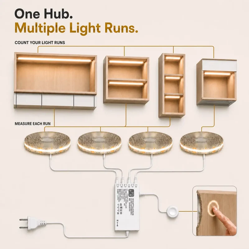 Hidden Touch Sensor COB LED Strip Light Kit