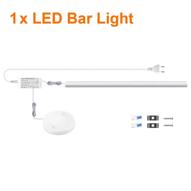 Touch & Hand Sweep Sensor Under Cabinet LED Light Bar - No-Drill, 7mm Ultra-Thin