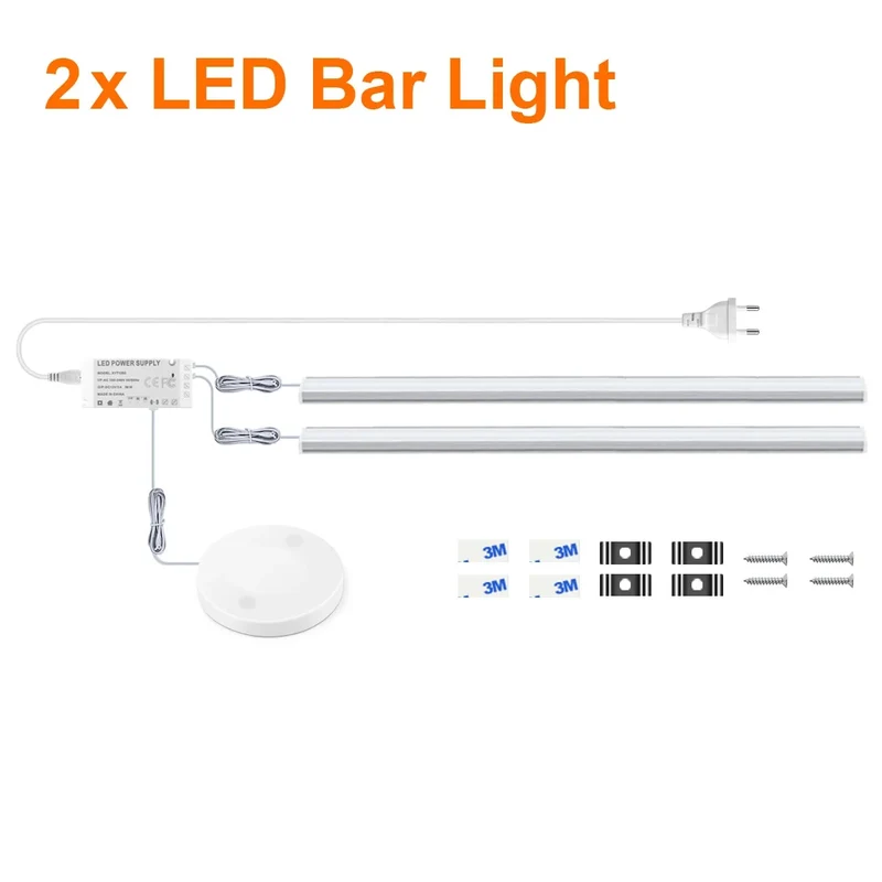 Touch & Hand Sweep Sensor Under Cabinet LED Light Bar - No-Drill, 7mm Ultra-Thin