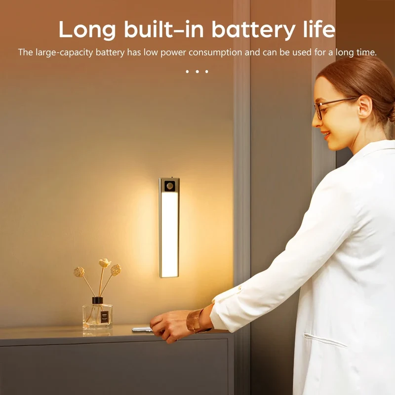 Ultra-Thin Under Cabinet LED Light Bar - USB Rechargeable, Smart Sensor