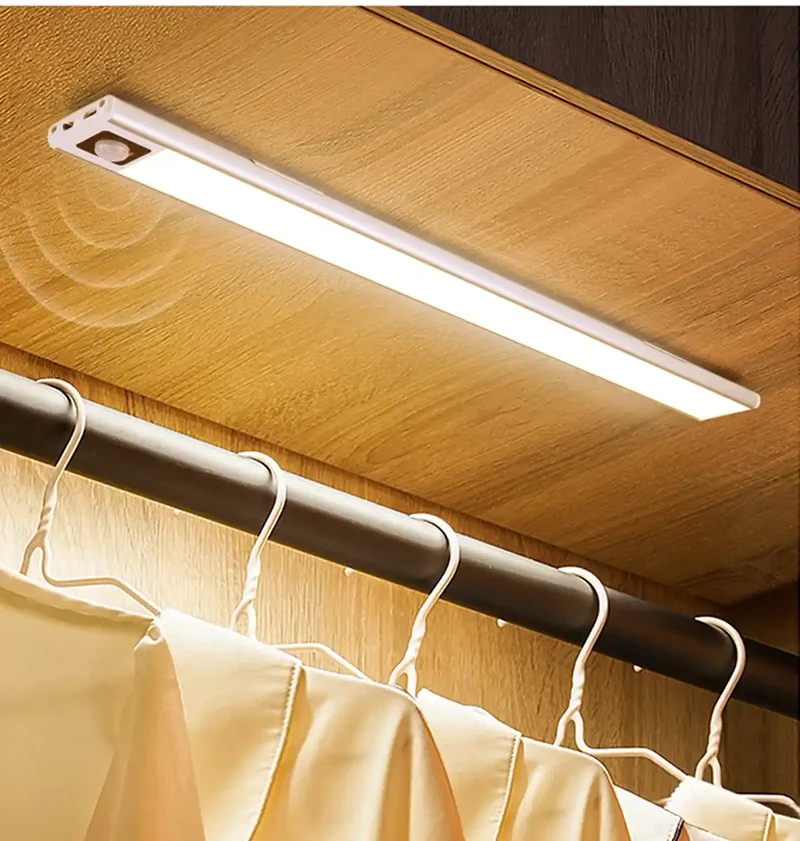 Ultra-Thin Under Cabinet LED Light Bar - USB Rechargeable, Smart Sensor