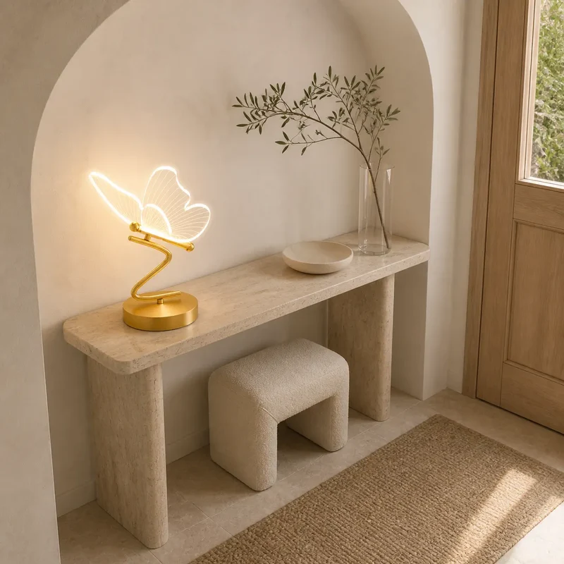 Nordic Golden Butterfly LED Table Lamp - Three-Color, Bedside & Desk Lighting