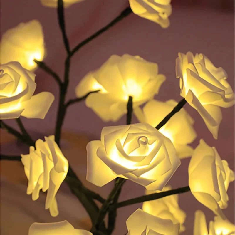 Rose Tree LED Table Lamp - USB Powered, Multi-Color Ambient Light