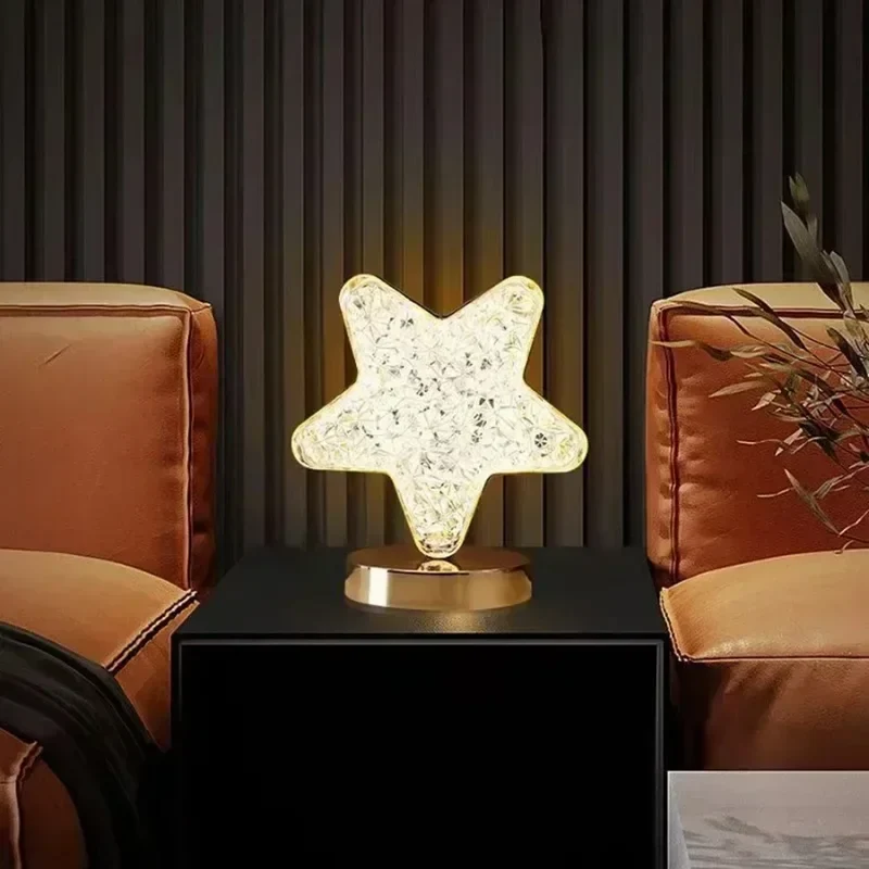 LED Moon & Star Table Lamp - Dimmable Ambient Light, USB Charging