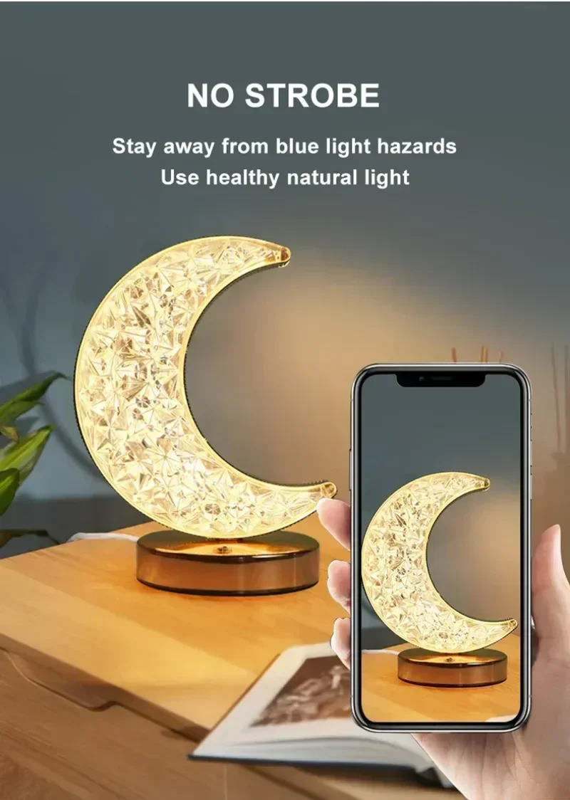 LED Moon & Star Table Lamp - Dimmable Ambient Light, USB Charging