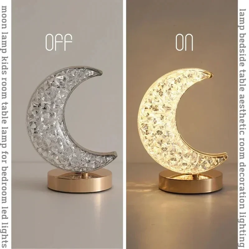 LED Moon & Star Table Lamp - Dimmable Ambient Light, USB Charging