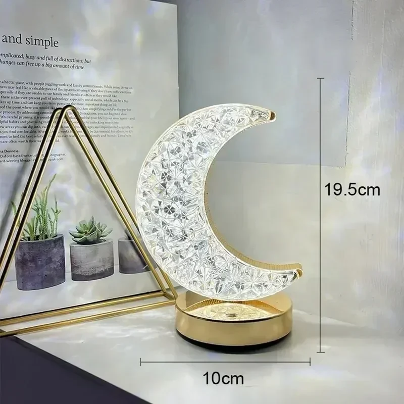 LED Moon & Star Table Lamp - Dimmable Ambient Light, USB Charging