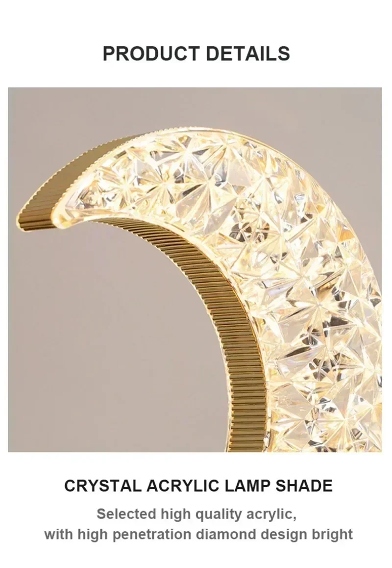 LED Moon & Star Table Lamp - Dimmable Ambient Light, USB Charging