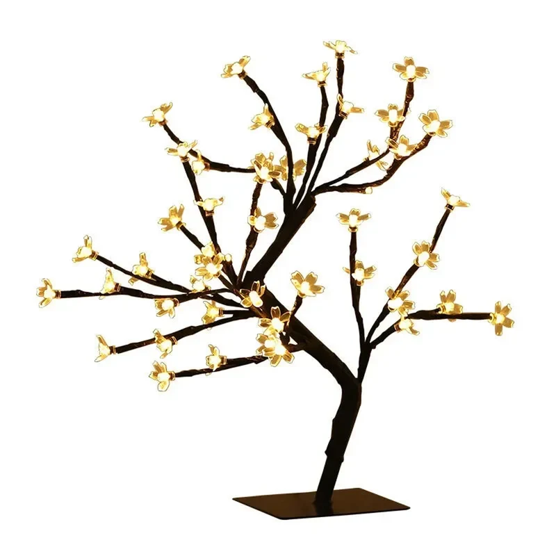 Cherry Blossom Tree LED Table Lamp - 24/48 LEDs, USB Powered, Ambient Night Light