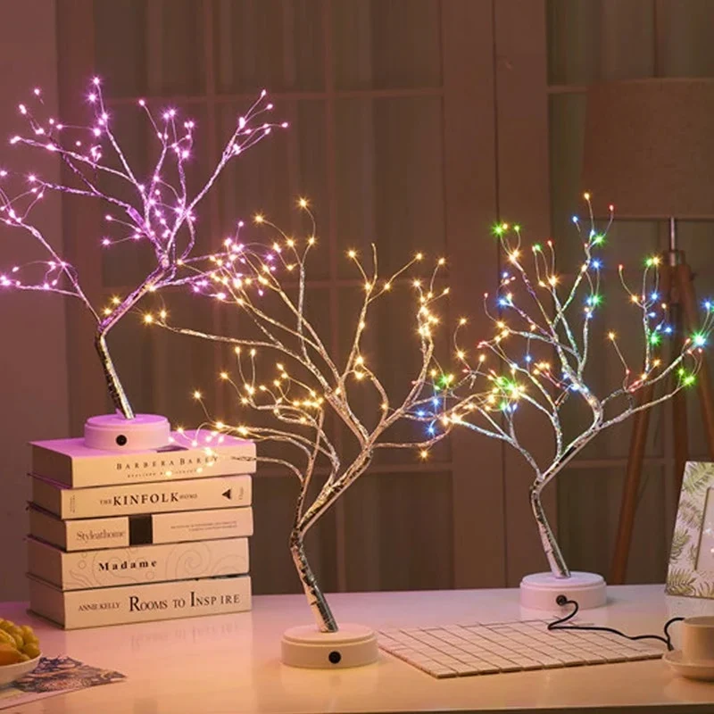 Sparkling Tree LED Table Lamp - 108-LED, Adjustable Copper Wire, USB Powered