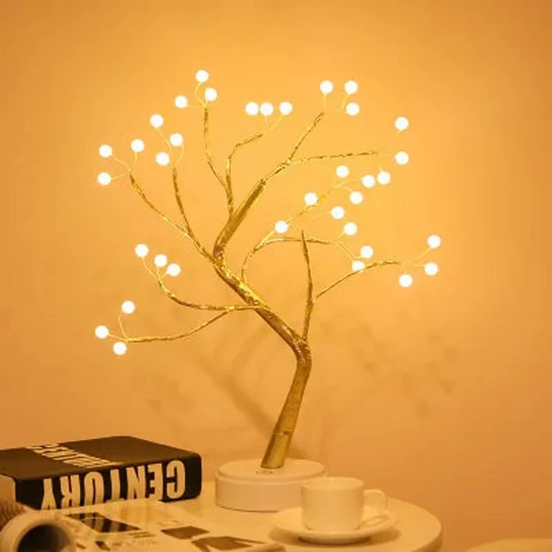 Sparkling Tree LED Table Lamp - 108-LED, Adjustable Copper Wire, USB Powered