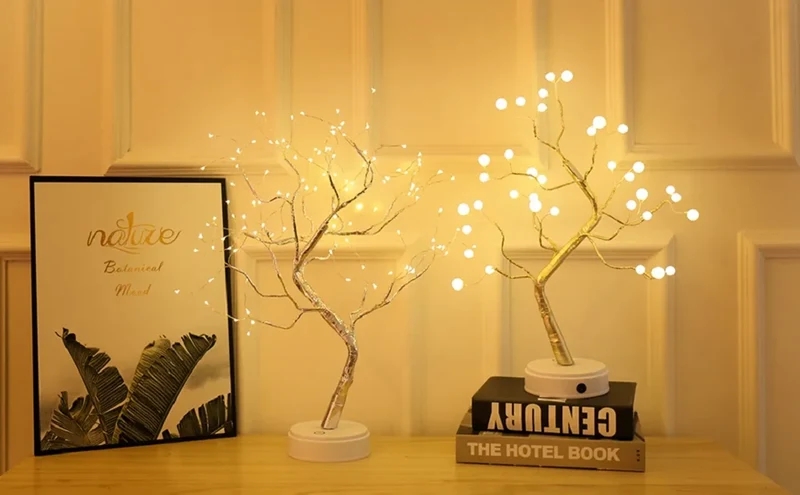 Sparkling Tree LED Table Lamp - 108-LED, Adjustable Copper Wire, USB Powered