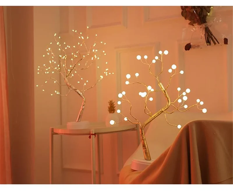 Sparkling Tree LED Table Lamp - 108-LED, Adjustable Copper Wire, USB Powered