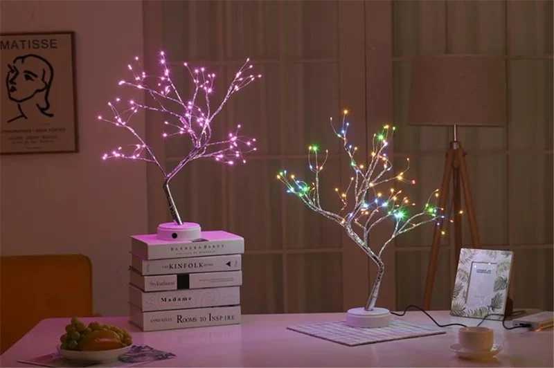 Sparkling Tree LED Table Lamp - 108-LED, Adjustable Copper Wire, USB Powered