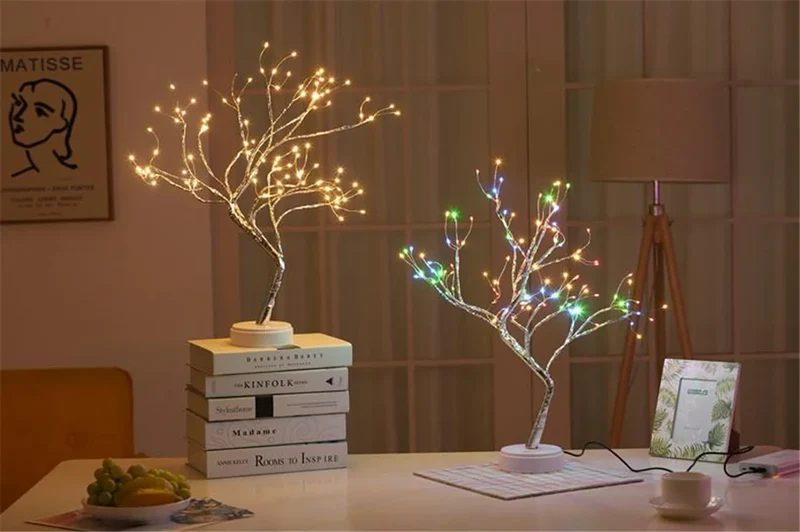 Sparkling Tree LED Table Lamp - 108-LED, Adjustable Copper Wire, USB Powered