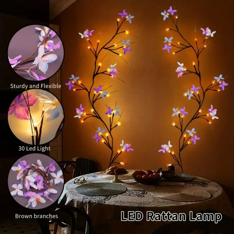 8 Modes Enchanted Willow Vine Light LED Light - 8 Modes, USB Powered Butterfly Design