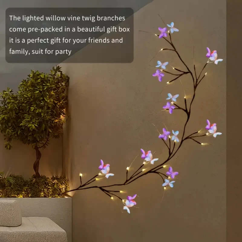 8 Modes Enchanted Willow Vine Light LED Light - 8 Modes, USB Powered Butterfly Design