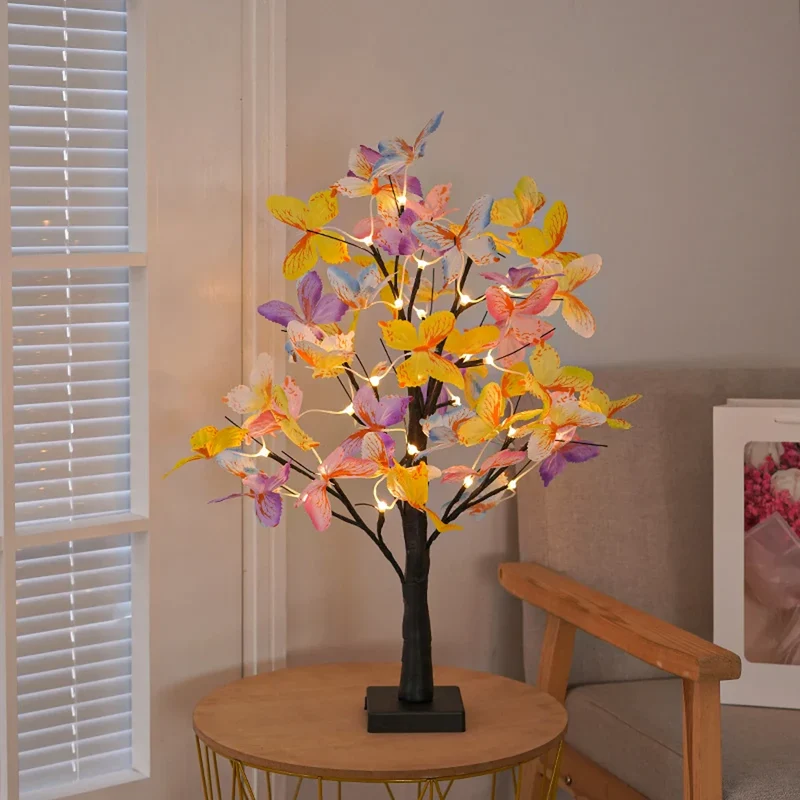 Butterfly Tree LED Table Lamp - USB or Battery Powered, Ambient Night Light