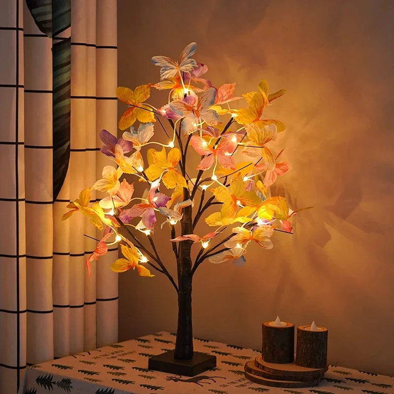 Butterfly Tree LED Table Lamp - USB or Battery Powered, Ambient Night Light
