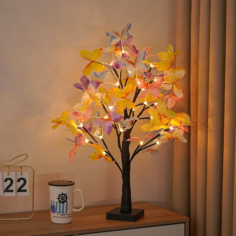 Butterfly Tree LED Table Lamp - USB or Battery Powered, Ambient Night Light