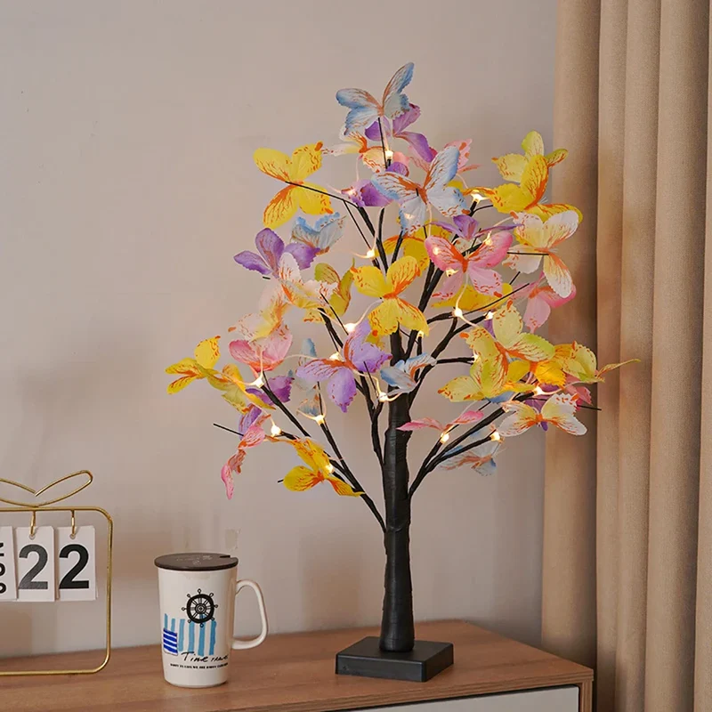 Butterfly Tree LED Table Lamp - USB or Battery Powered, Ambient Night Light