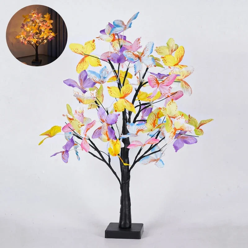 Butterfly Tree LED Table Lamp - USB or Battery Powered, Ambient Night Light