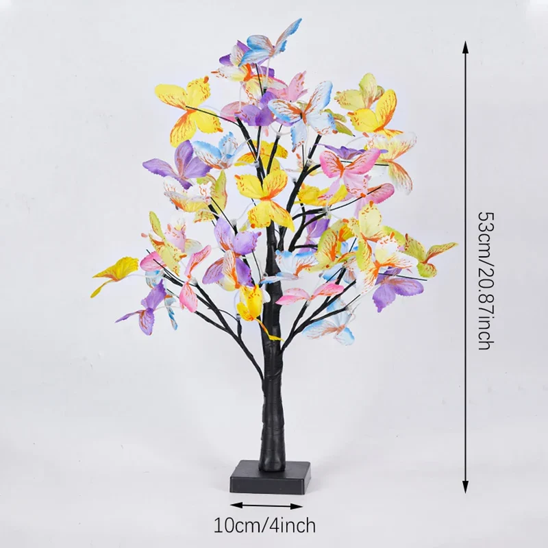 Butterfly Tree LED Table Lamp - USB or Battery Powered, Ambient Night Light