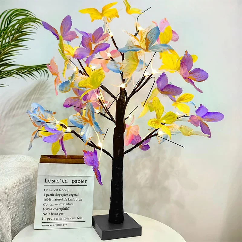 Butterfly Tree LED Table Lamp - USB or Battery Powered, Ambient Night Light