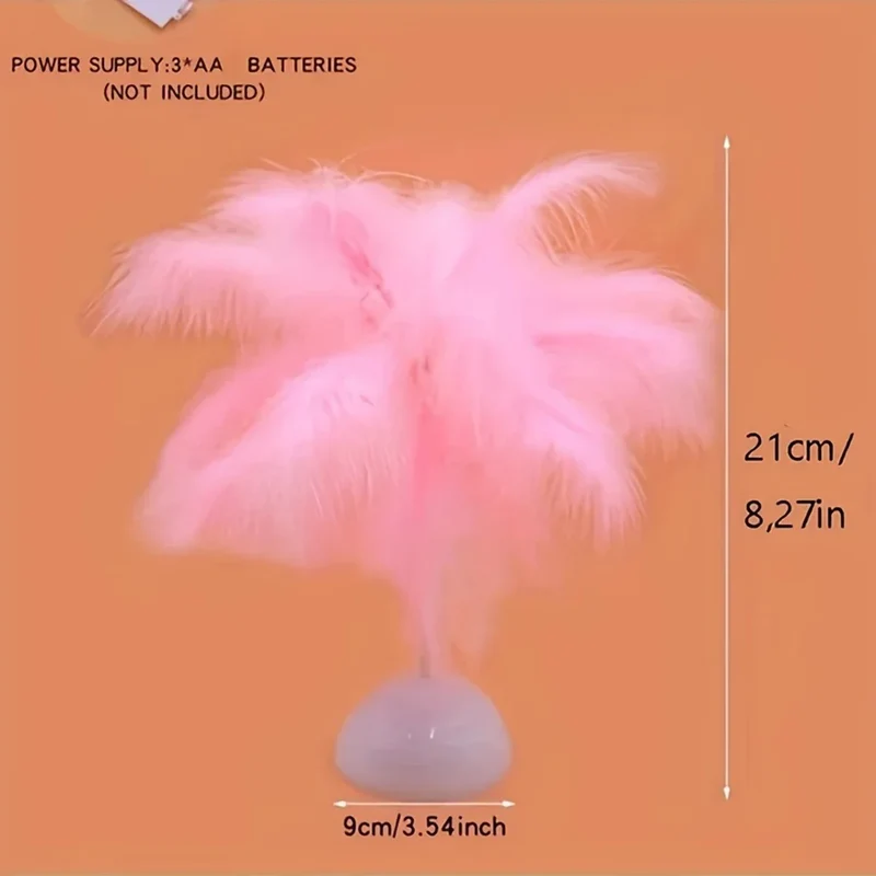 Feather Tree LED Table Lamp - Battery Powered, Multi-Color Ambient Light
