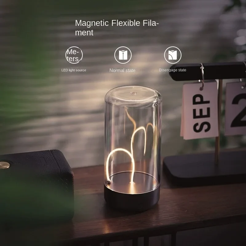 Magnetic Flexible Filament Table Lamp - Portable, Touch Dimmable, USB Rechargeable
