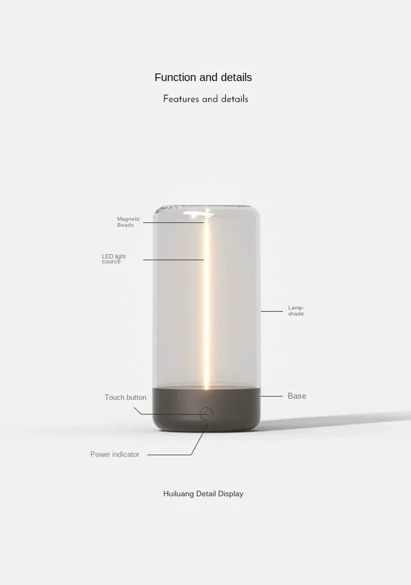 Magnetic Flexible Filament Table Lamp - Portable, Touch Dimmable, USB Rechargeable