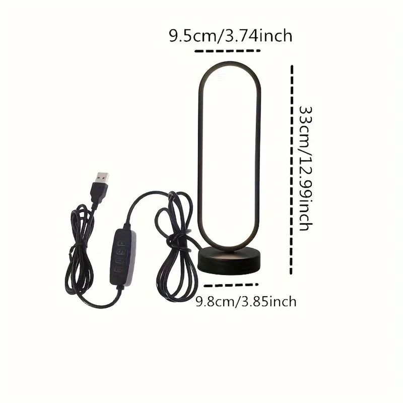 Minimalist LED Ring Table Lamp - USB Powered, Three-Color Dimming