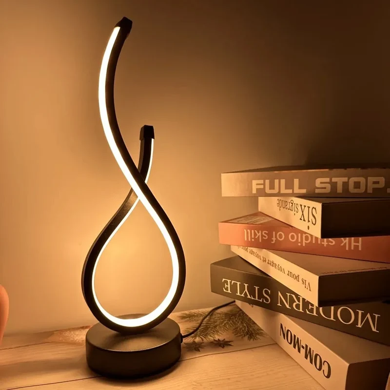 Three-Color Creative Spiral LED Table Lamp - USB Powered, Dimmable for Bedroom