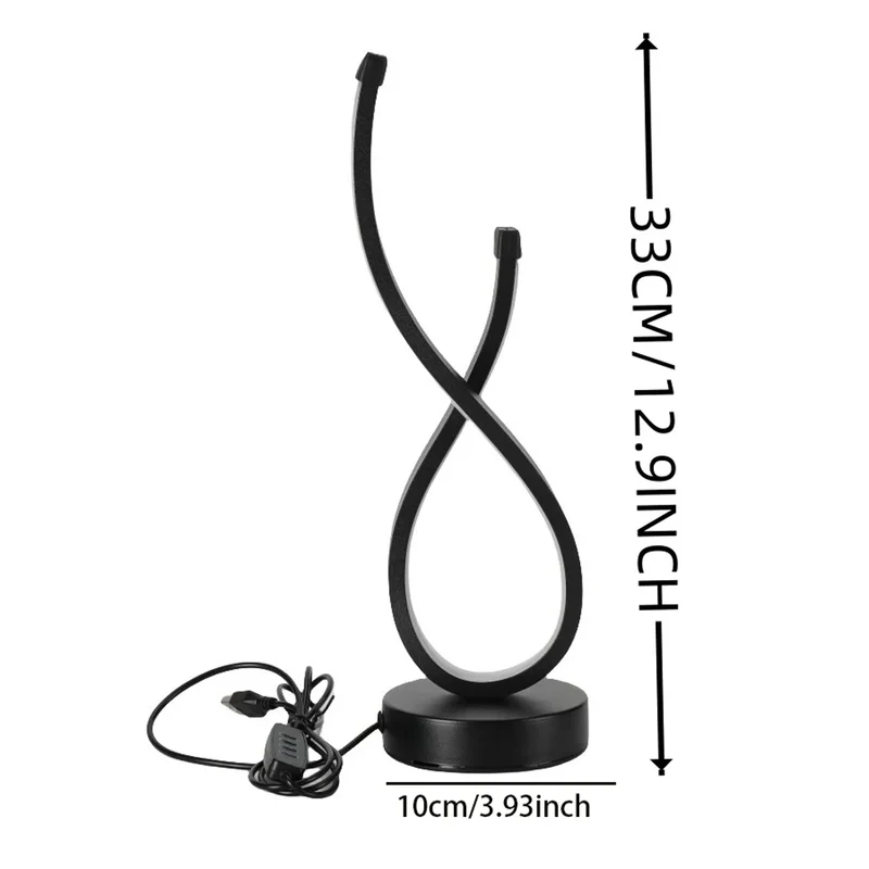 Three-Color Creative Spiral LED Table Lamp - USB Powered, Dimmable for Bedroom