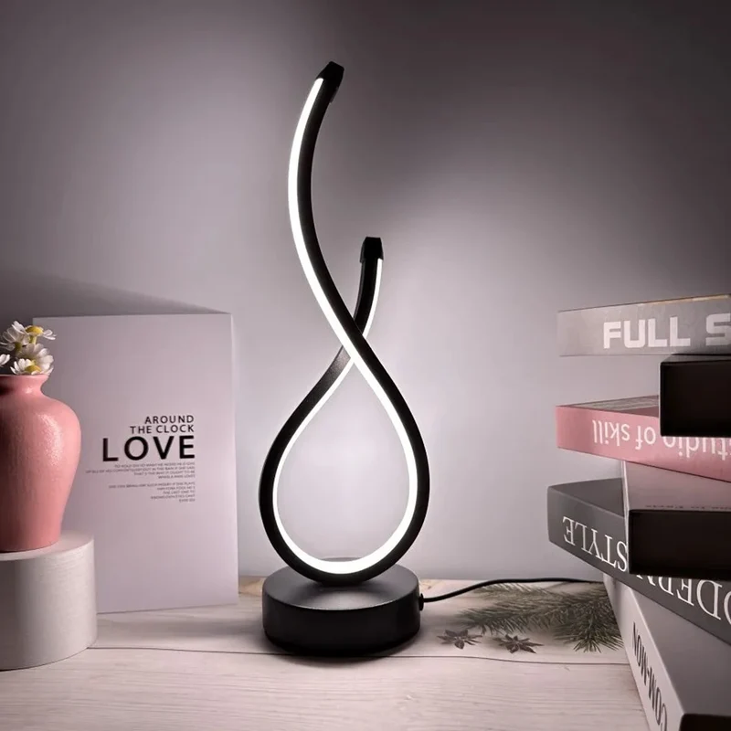 Three-Color Creative Spiral LED Table Lamp - USB Powered, Dimmable for Bedroom
