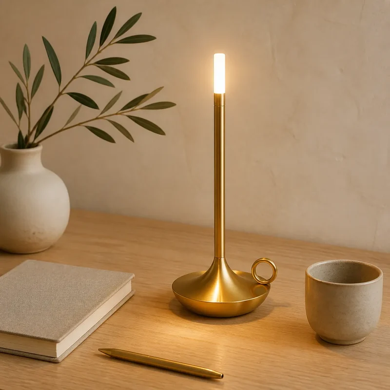 Vintage Candlelight LED Table Lamp - Touch Dimming, USB Rechargeable