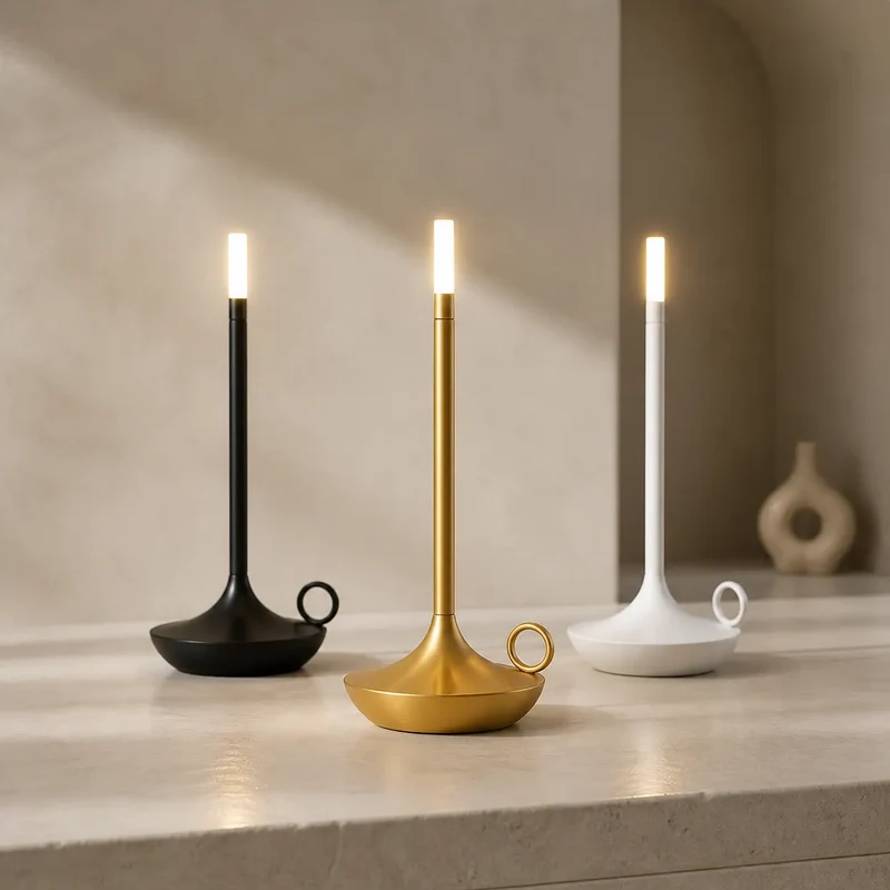 Vintage Candlelight LED Table Lamp - Touch Dimming, USB Rechargeable