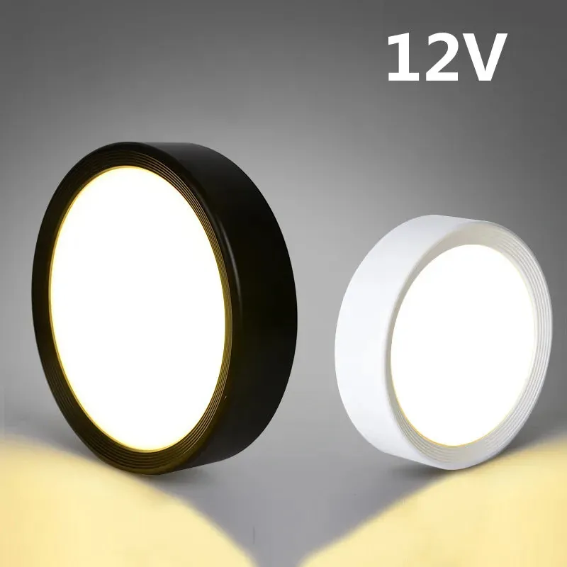 12V Aluminum Under Cabinet LED Puck Lights - Surface Mount, Multiple Wattage Options