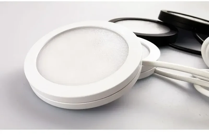 Dual-Head 2-in-1 USB RGB Under Cabinet LED Puck Lights - Remote Control, 16-Color, 5V